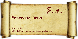 Petreasz Anna névjegykártya